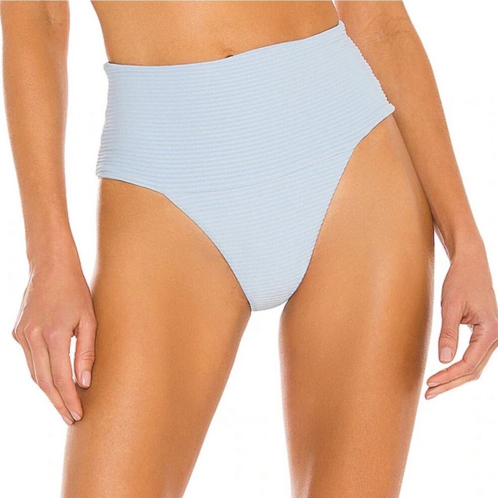 NEW L*SPACE Desi Bikini Bottoms Size Extra Small Baby Blue Textured Stripe NWOT